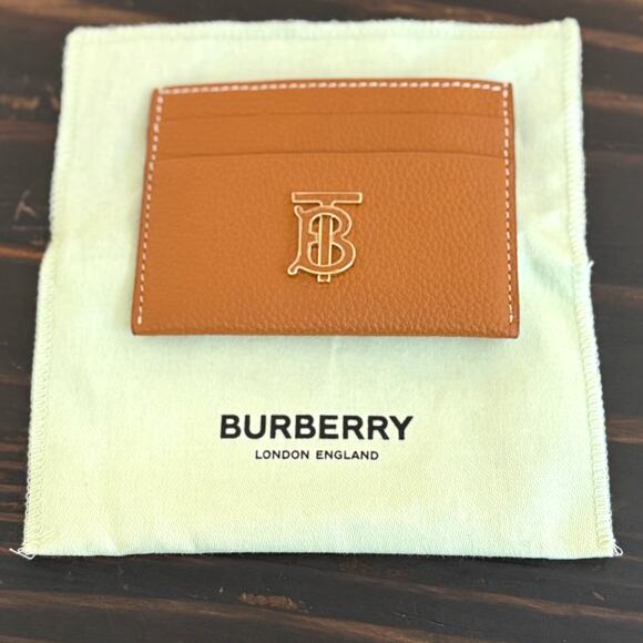 NWT Burberry TB Logo Plaque Leather Card Case in Warm Russet - Picture 4 of 13